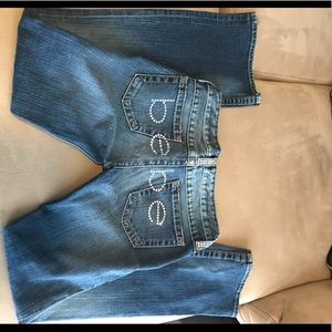 Bebe Rhinestone Logo back Jeans